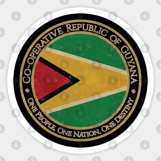 Vintage Co operative Republic of Guyana USA South America United States Flag Sticker by DragonXX